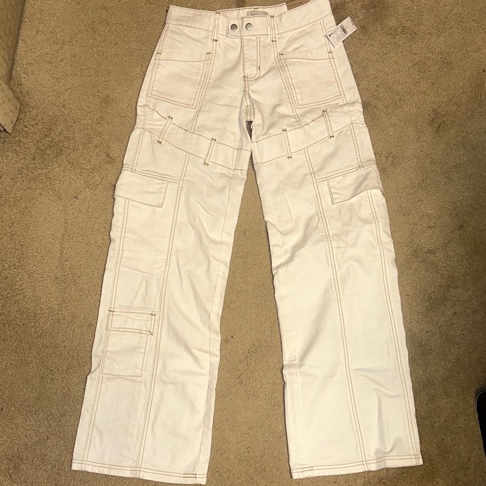 pacsun off white low rise baggy cargo pants